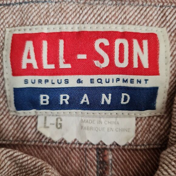 All-Son Shirt Jacket Mens Large Brown Heavy Denim Button Up Overshirt Workwear - Picture 15 of 16